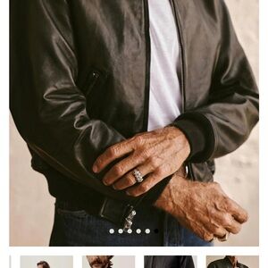 Buck Mason BRUISER LEATHER BOMBER JACKET Black Leather Jacket